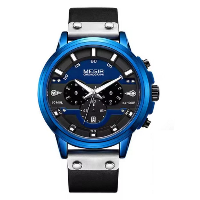 Analog Boy's Watch With Black Silicone Strap And Blue And Black Dial