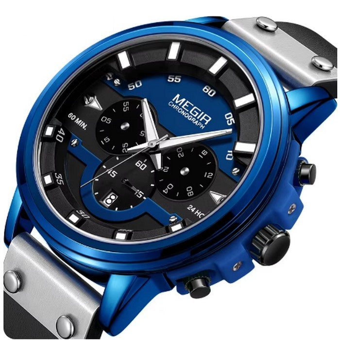 Analog Boy's Watch With Black Silicone Strap And Blue And Black Dial