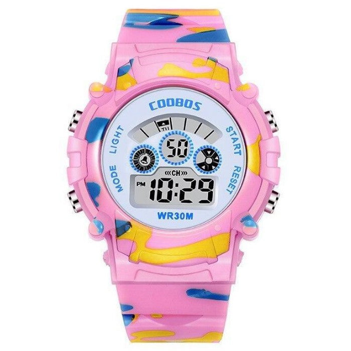 Girl's Digital Pink Camouflage Watch