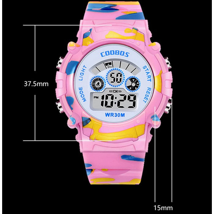 Girl's Digital Pink Camouflage Watch