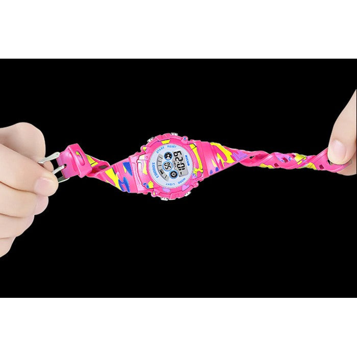 Girl's Digital Pink Camouflage Watch