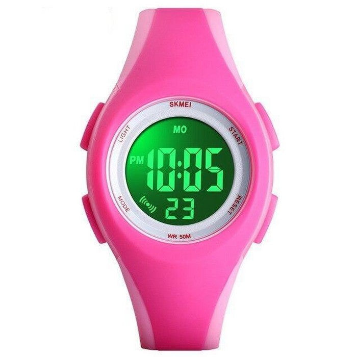 Girl's Digital Watch Waterproof 50 Meters With Pink Silicone Strap