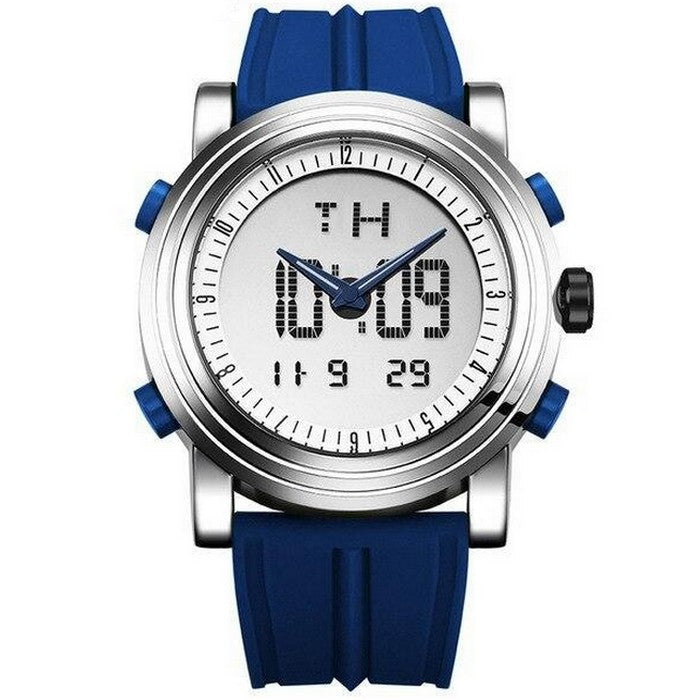 Boy's Dual Display Watch With Blue Silicone Strap