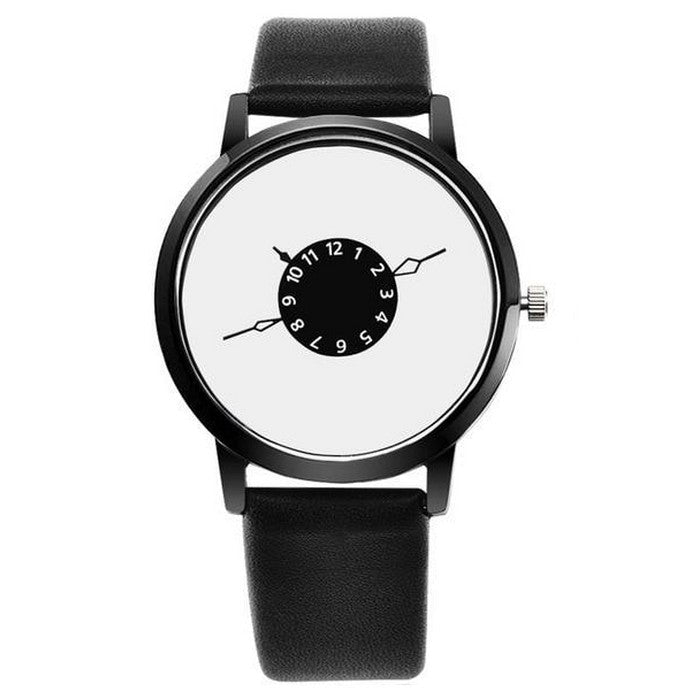 Original Boy's Watch With White Leather Strap And White And Black Dial