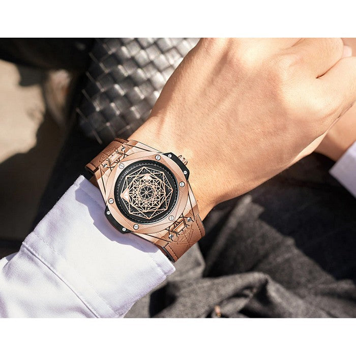 Original Boy's Watch With Brown Leather Strap And Rose Gold Case