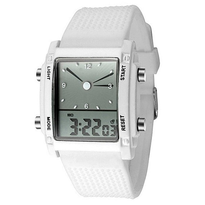 Digital Boy's Watch With White Silicone Strap And Square Dial