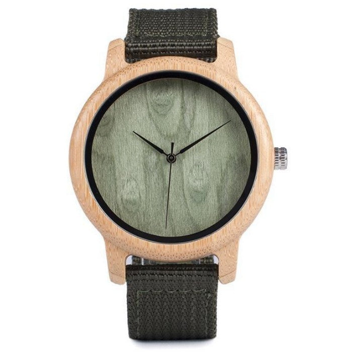 Analog Boy's Watch With Nylon Strap And Wooden Dial