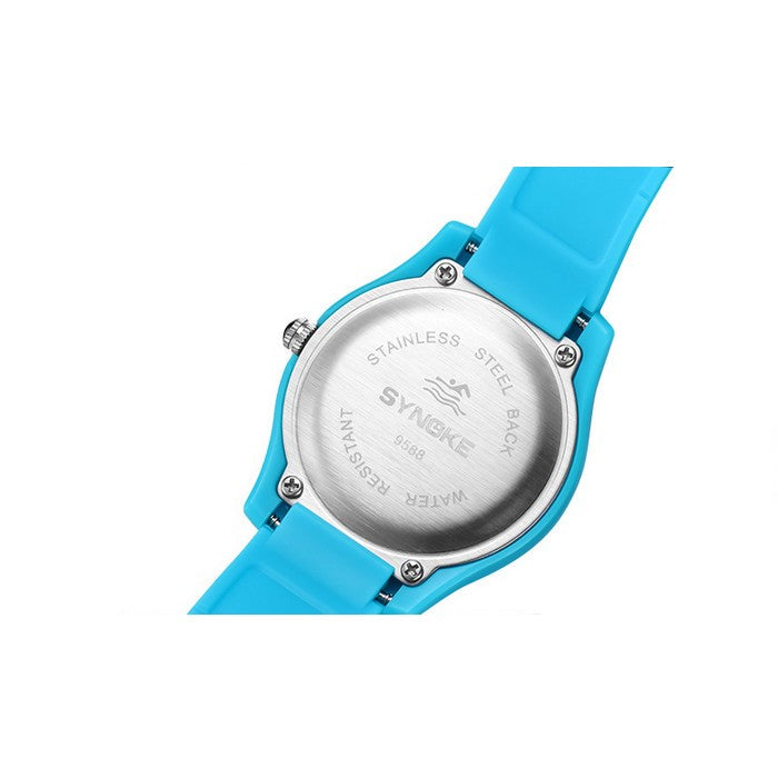 Analog Boy's Watch With Blue Silicone Strap And Blue And White Dial