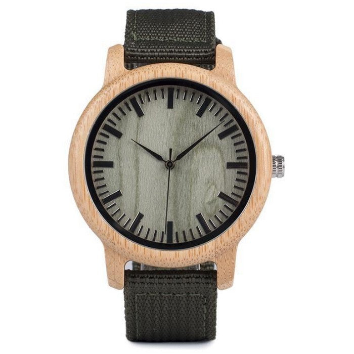 Analog Boy's Watch With Nylon Strap And Wooden Dial