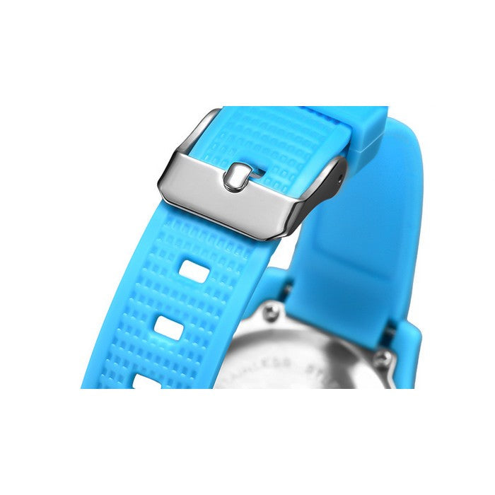 Analog Boy's Watch With Blue Silicone Strap And Blue And White Dial