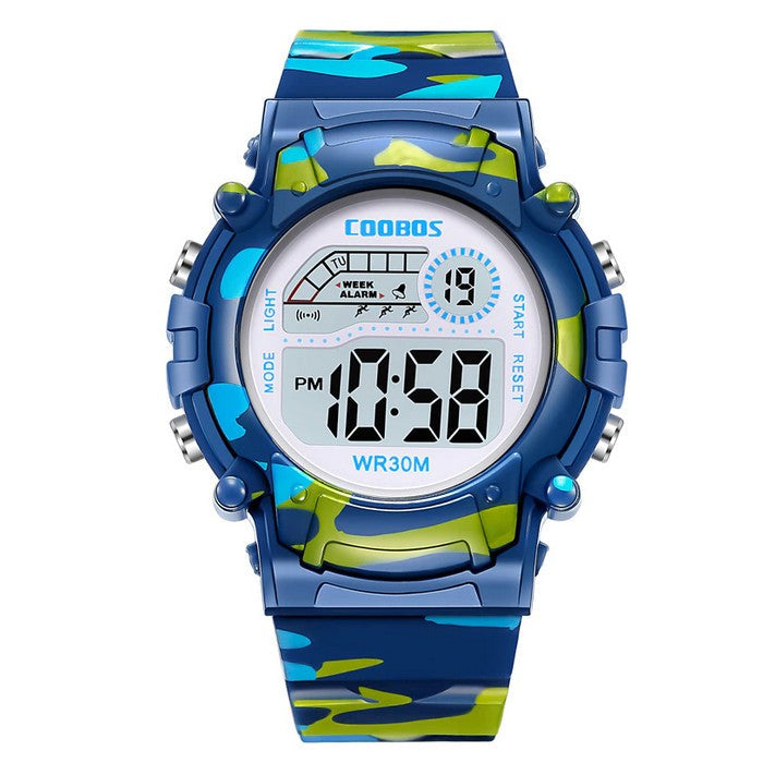 Blue And Green Camouflage Boy's Watch With Digital Display