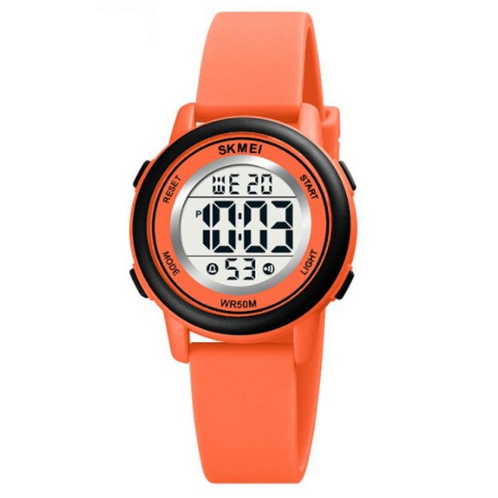 Digital Boy's Watch With Black Silicone Strap And Round Case