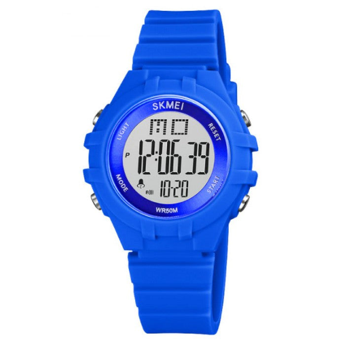 Digital Boy's Watch With Blue Silicone Strap And Round Dial