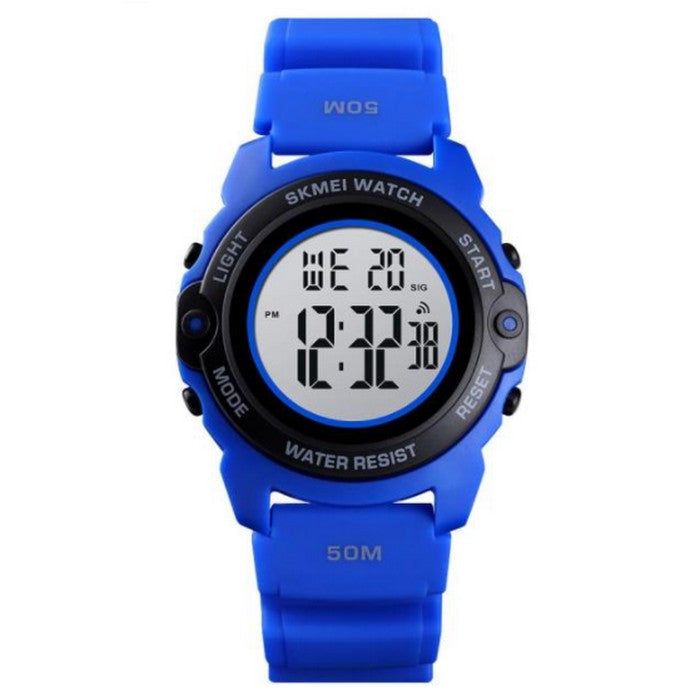 Digital Boy's Watch With Green Camouflage Silicone Strap