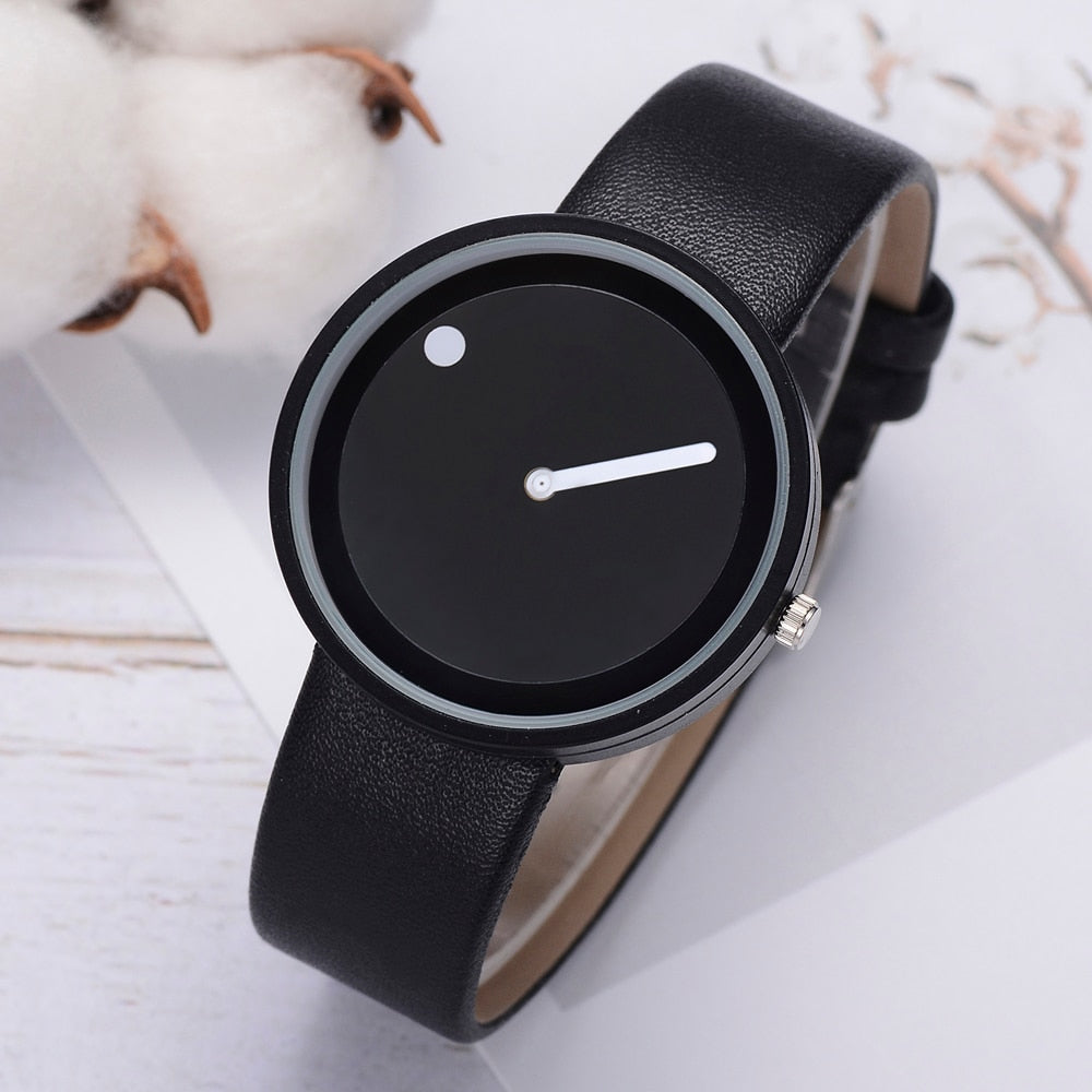 Original Girl's Watch With Black Leather Strap And White Dial