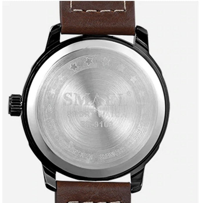 Analog Boy's Watch With Black Leather Strap And Black And Gray Dial