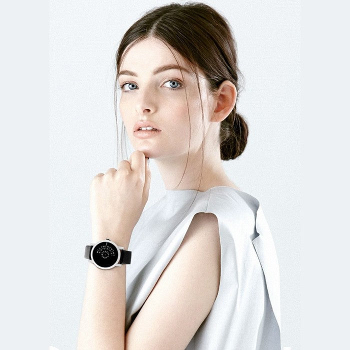 Original Girl's Watch With White Leather Strap And Black Dial