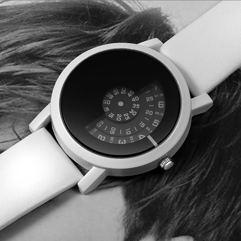 Original Girl's Watch With White Leather Strap And Black Dial