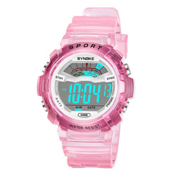 Digital Girl's Watch With Turquoise Silicone Strap