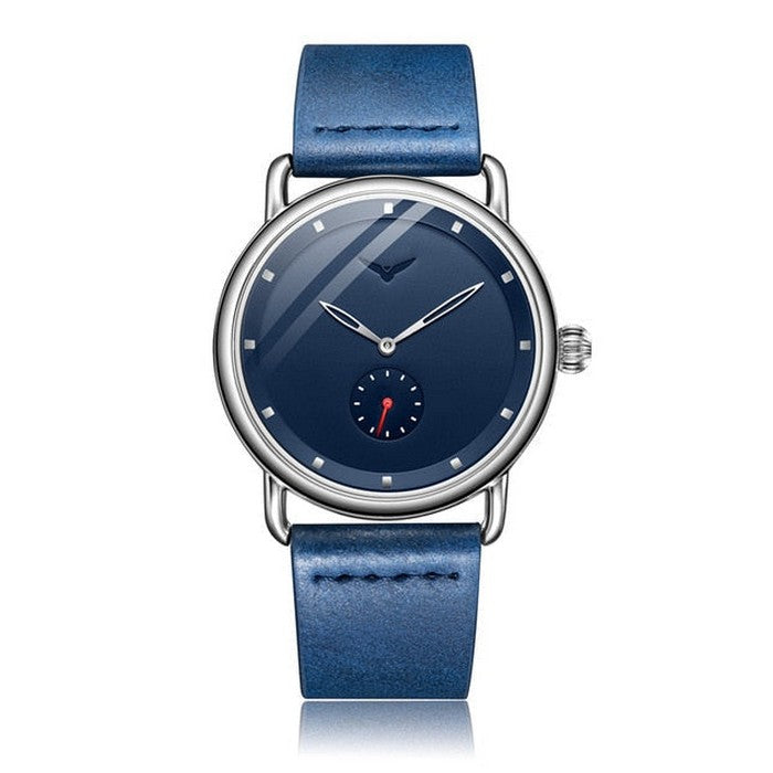 Analog Boy's Watch With Leather Blue Strap