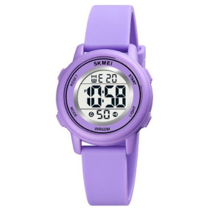 Girl's Digital Watch With Sky Blue Silicone Strap