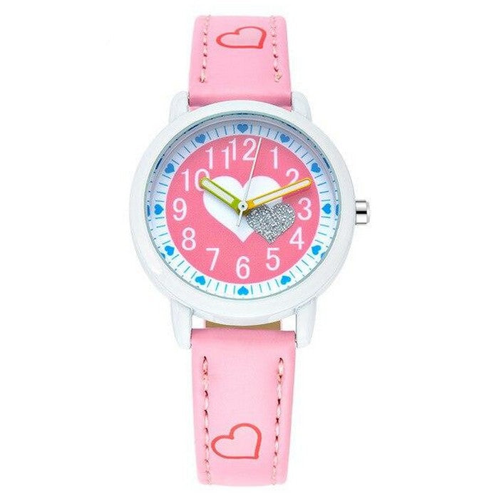 Analog Girl's Watch With Hearts Dial