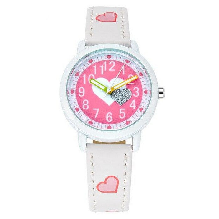 Analog Girl's Watch With Hearts Dial