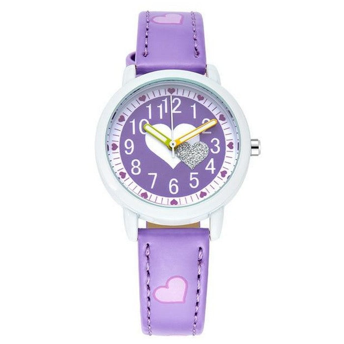 Analog Girl's Watch With Hearts Dial