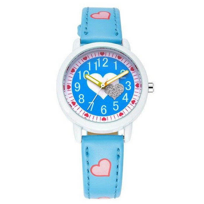 Analog Girl's Watch With Hearts Dial