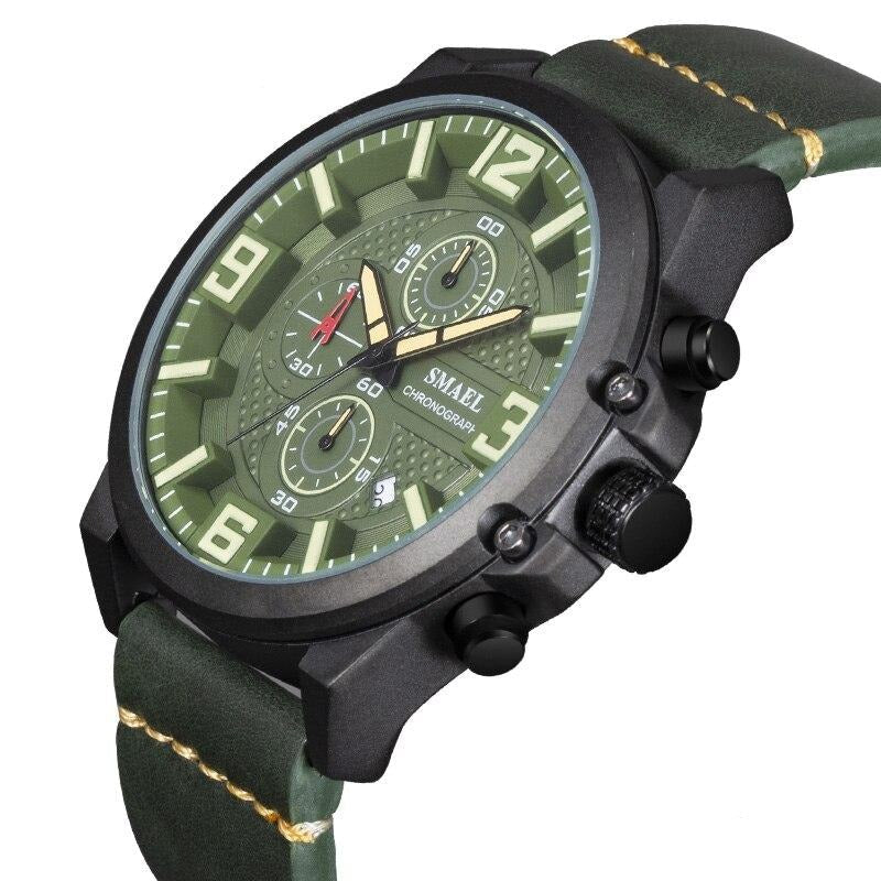 Analog Boy's Watch With Strap And Army Green Dial