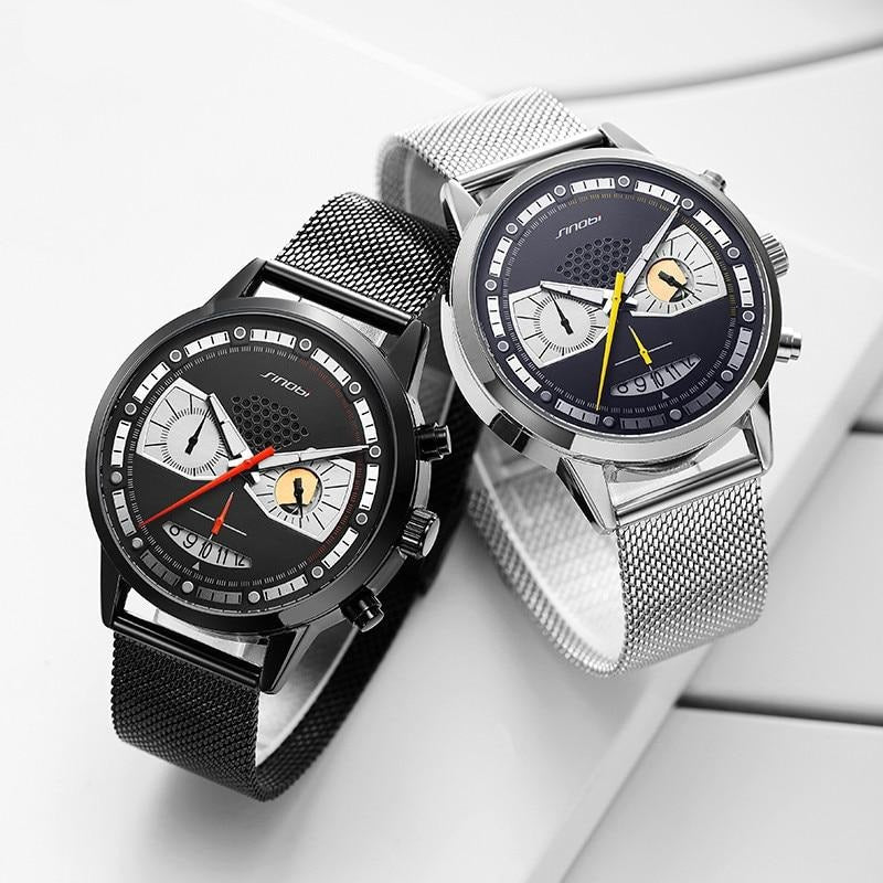 Analog Boy's Watch With Steel Mesh Strap And Gray Dial