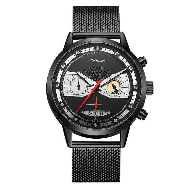 Analog Boy's Watch With Steel Mesh Strap And Gray Dial