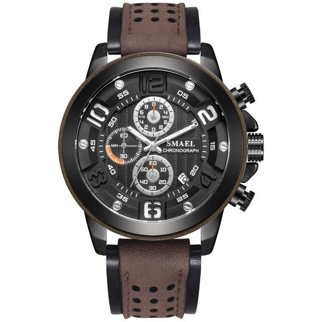 Analog Boy's Watch With Two-Tone Leather Strap