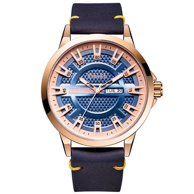 Analog Boy's Watch With Blue Leather Strap And Blue Dial