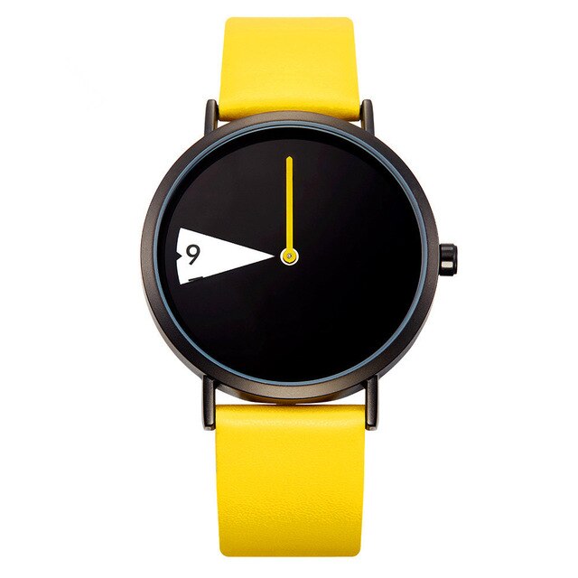 Original Children's Watch With Yellow Leather Strap And Black Dial