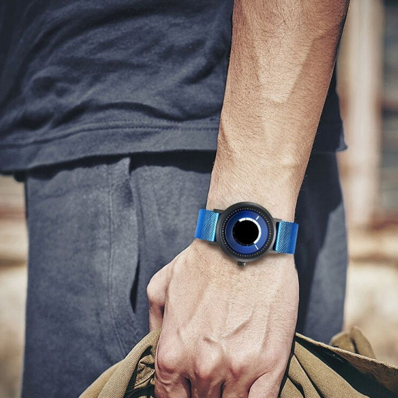 Original Boy's Watch With Blue Mesh Steel Bracelet And Gray Dial