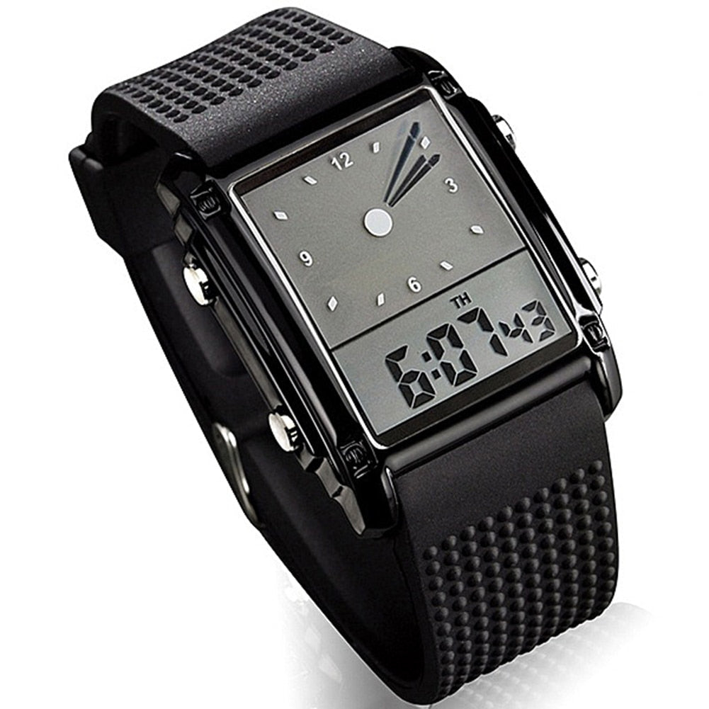 Digital Boy's Watch With White Silicone Strap And Square Dial