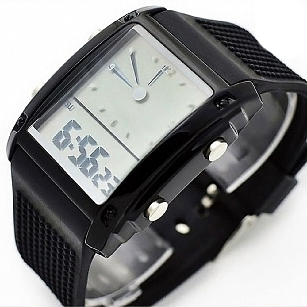 Digital Boy's Watch With White Silicone Strap And Square Dial