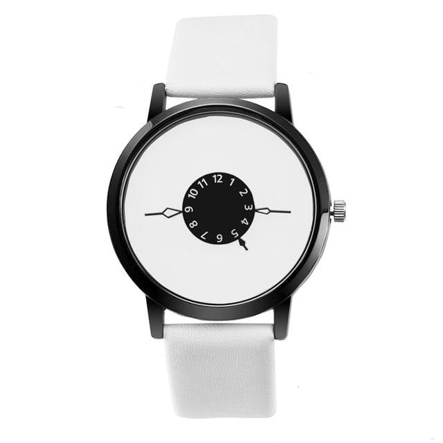 Original Boy's Watch With White Leather Strap And White And Black Dial