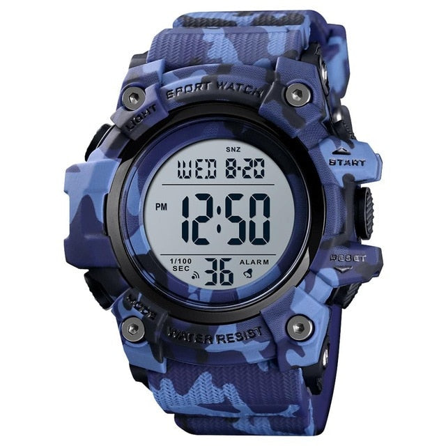 Digital Boy's Watch With Silicone Strap And Camouflage Dial