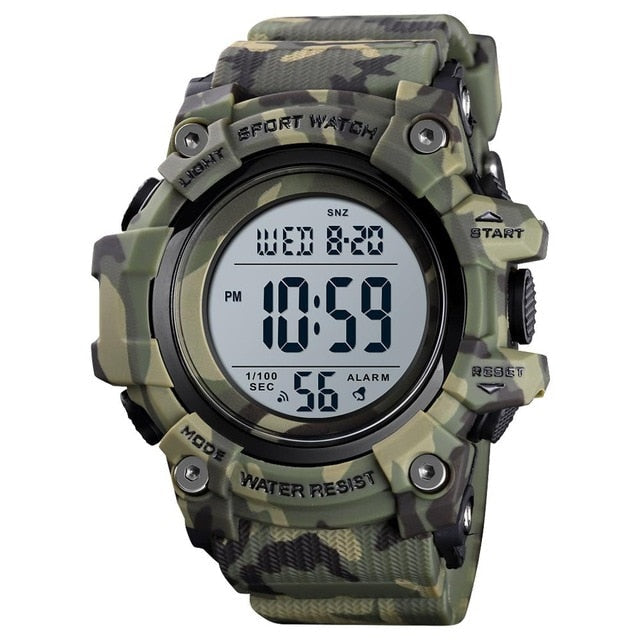 Digital Boy's Watch With Silicone Strap And Camouflage Dial