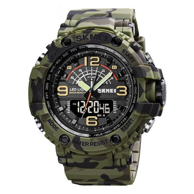 Boy's Dual Display Camouflage Watch With Silicone Strap