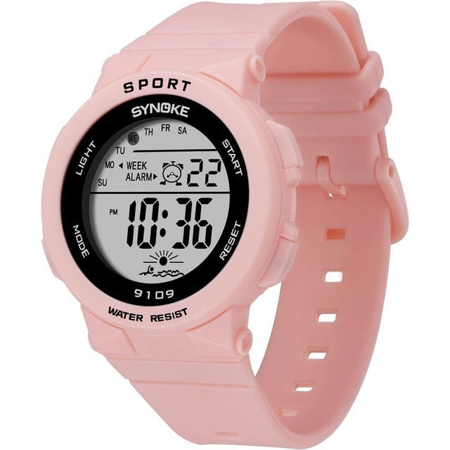 Digital Girl's Watch with Pink Silicone Strap