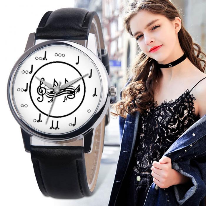 Analog Girl's Watch Musical Score Dial