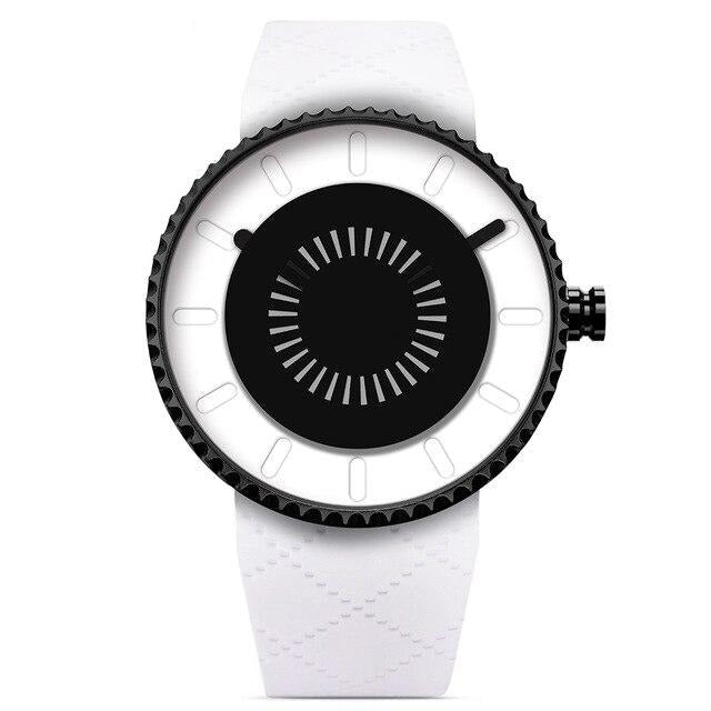 Analog Boy's Watch With White Silicone Strap And White And Black Dial