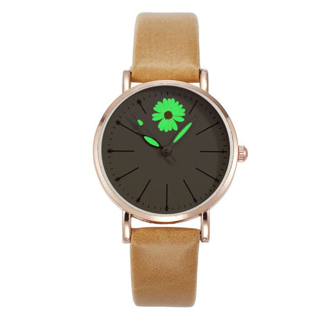 Analog Girl's Fluorescent Daisy Dial Watch