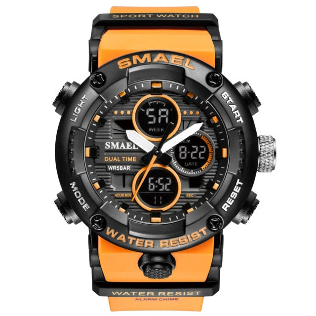Digital Boy's Watch With Saffron Yellow Silicone Strap And Black Dial
