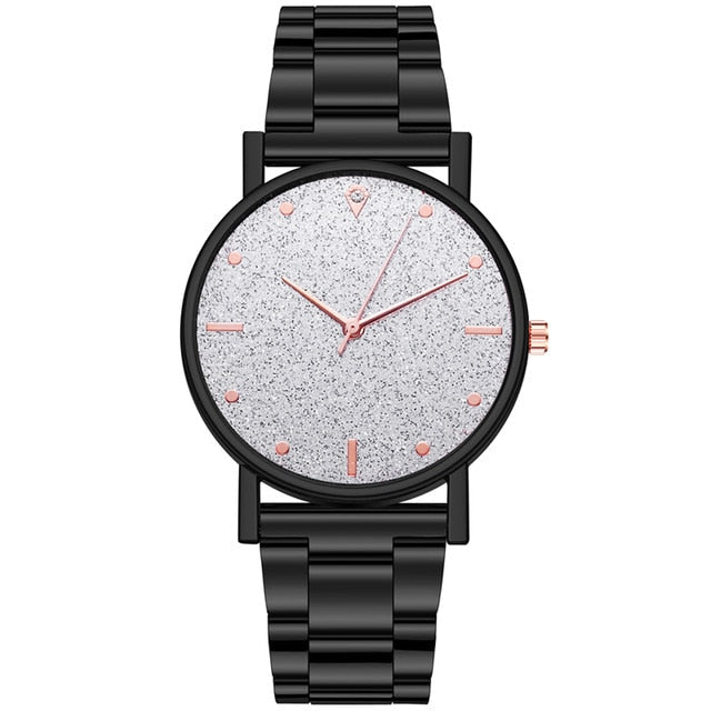 Analog Girl's Watch With Rose Gold Steel Strap And Gray Dial