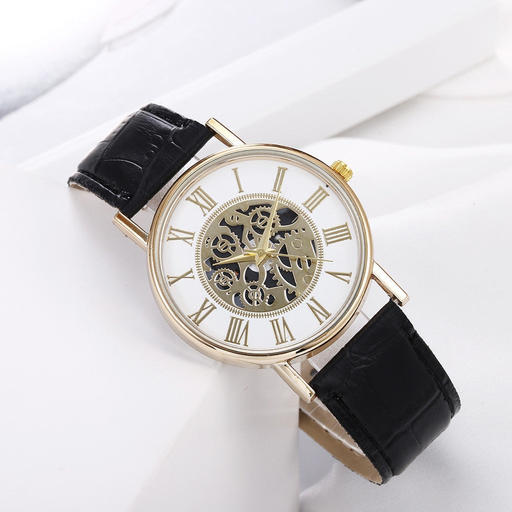 Original Boy's Watch With White Leather Strap And White And Gold Dial