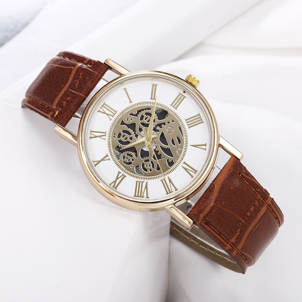 Original Boy's Watch With White Leather Strap And White And Gold Dial